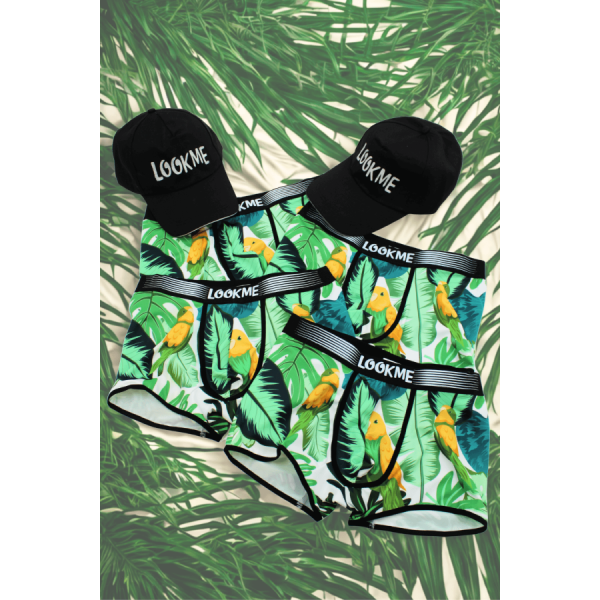 Pack 4 Boxer LM2402-67BIR LOOKME + 2 Casquettes Offertes